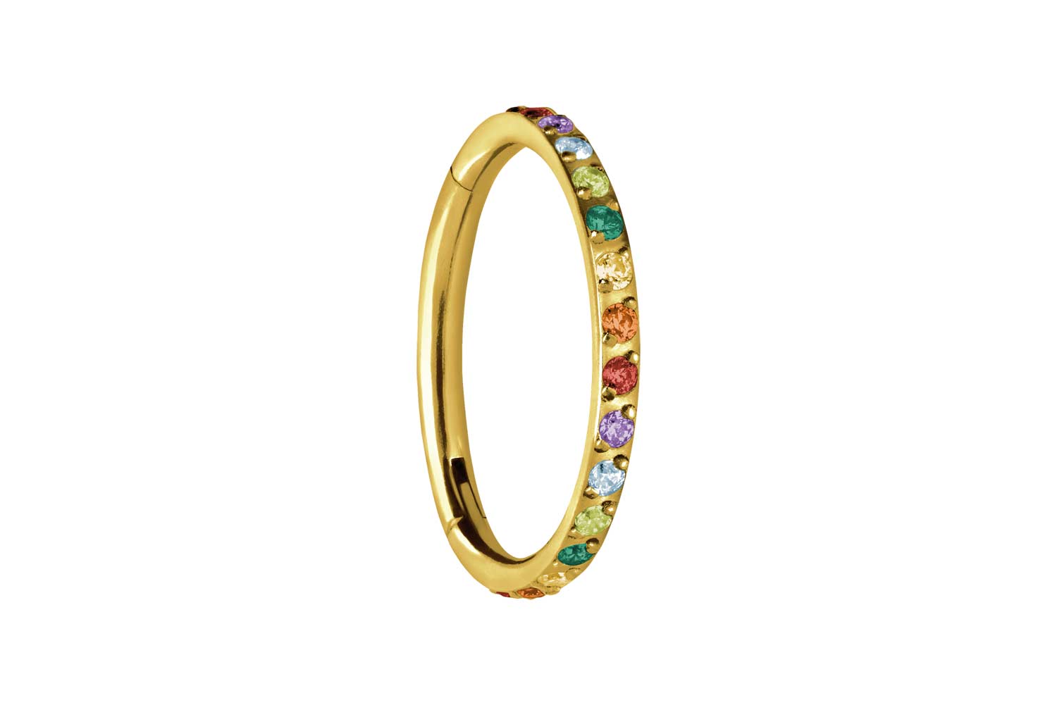 Titan Segmentring Clicker Piercing EINGEFASSTE BUNTE KRISTALLE